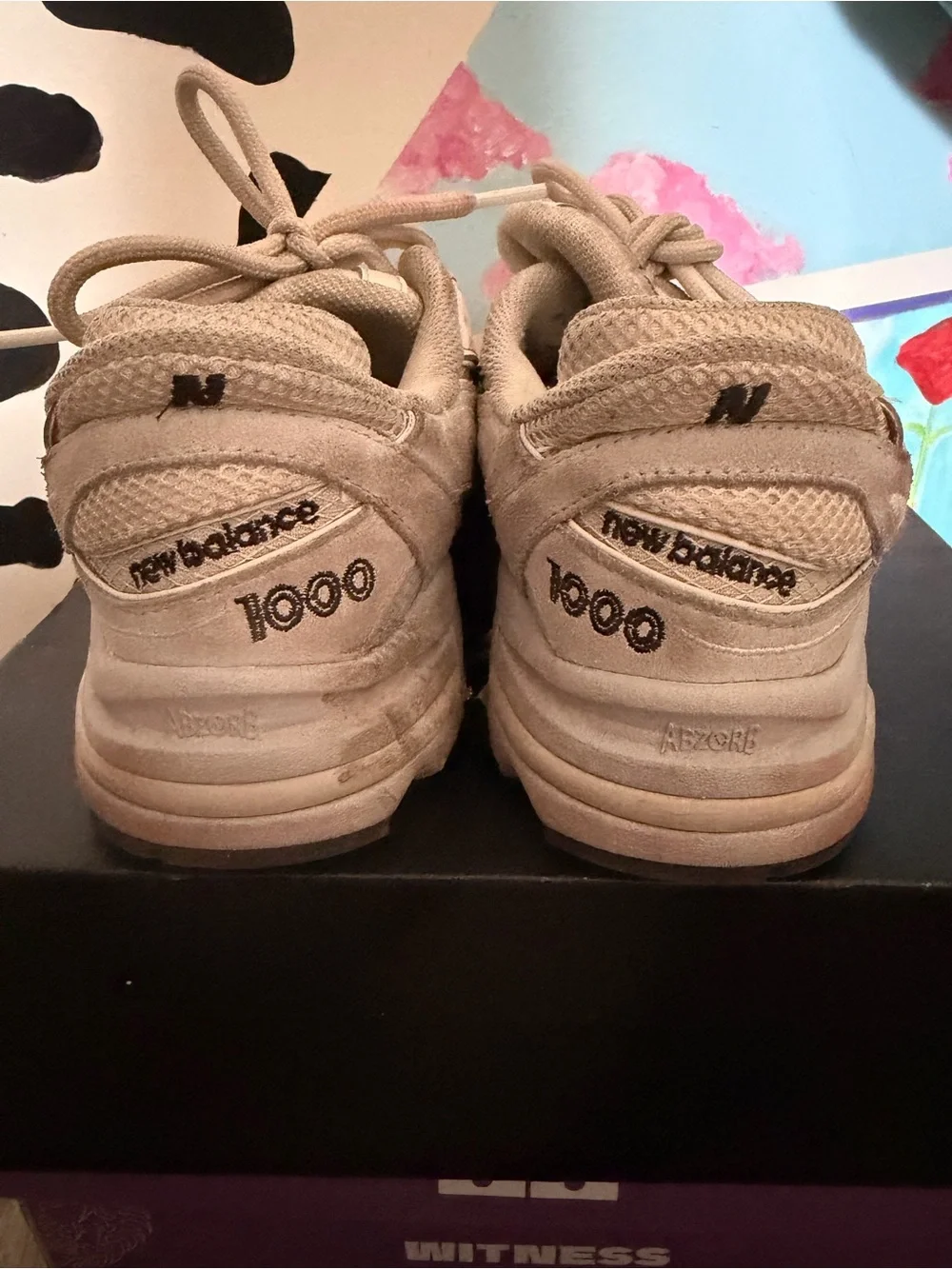 New Balance Kids Beige and White Cushioned Sneakers